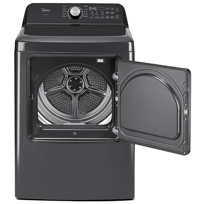 Midea 27 in. 7.0 cu. ft. Smart Gas Dryer with Sensor Dry & Sanitize Cycle - Metallic Gray, Metallic Gray, hires
