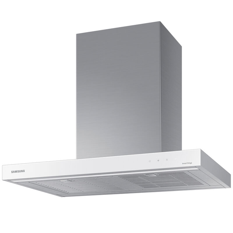 Samsung 30 in. Smart Convertible Chimney Style Range Hood with 630 CFM, 4 Fan Speeds & 1 LED Light - White, , hires