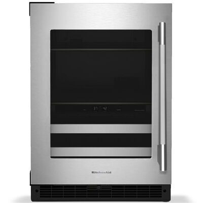 KitchenAid 24 in. Built-In/Freestanding 4.8 cu. ft. Compact Beverage Center with Adjustable Shelves & Digital Control - Stainless Steel | KUBL524SSB