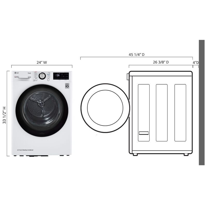 LG 24 in. 4.2 cu. ft. Smart Stackable Ventless Electric Dryer with
