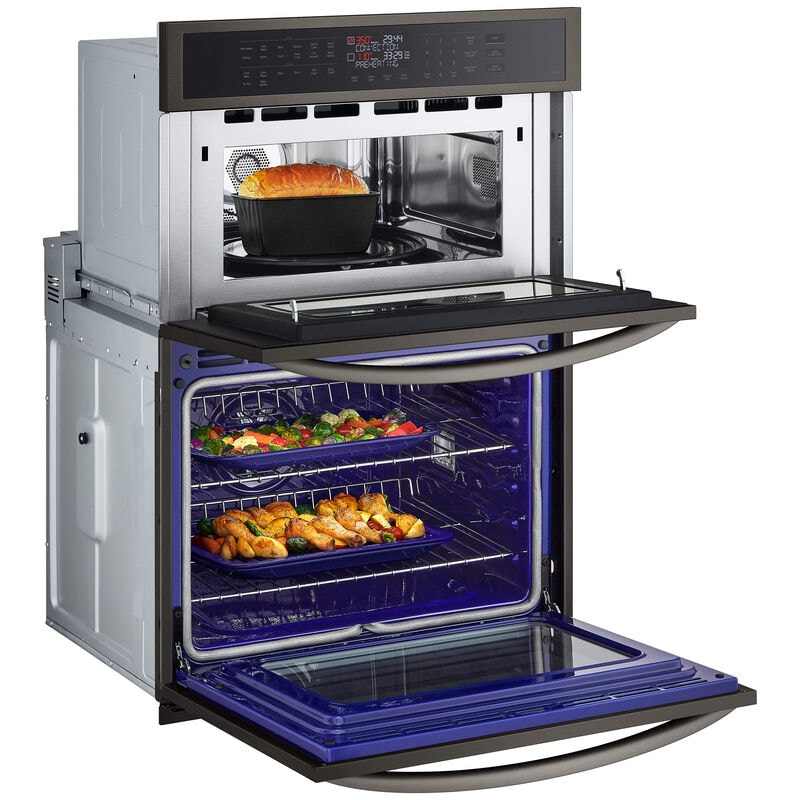 LG 30 in. 6.4 cu. ft. Electric Smart Oven/Microwave Combo Wall Oven with Standard Convection & Self Clean - PrintProof Black Stainless Steel, , hires