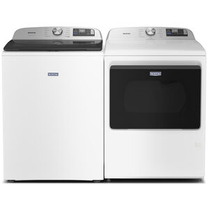 Maytag 27 in. 7.4 cu. ft. Smart Gas Dryer with Extra Power, Sensor Dry & Steam Cycle - White, White, hires
