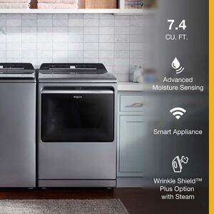 Whirlpool 27 in. 7.4 cu. ft. Smart Electric Dryer with Sensor Dry, Sanitize & Steam Cycle - Chrome Shadow, , hires
