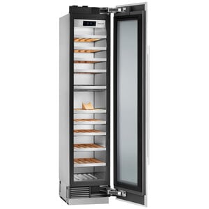 Signature Kitchen Suite Instaview 18 in. Built-in Smart Wine Cooler with Metal & Wood Racks, Dual Temperature Zones & 71 Bottle Capacity - Custom Panel Ready, , hires