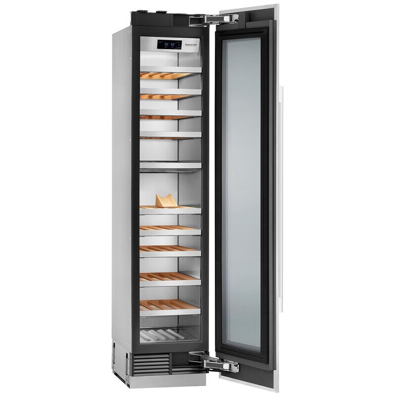 Signature Kitchen Suite Instaview 18 in. Built-in Smart Wine Cooler with Metal & Wood Racks, Dual Temperature Zones & 71 Bottle Capacity - Custom Panel Ready, , hires
