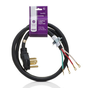 Smart Choice 6' 30 Amp 4 Wire Dryer Cord, , hires
