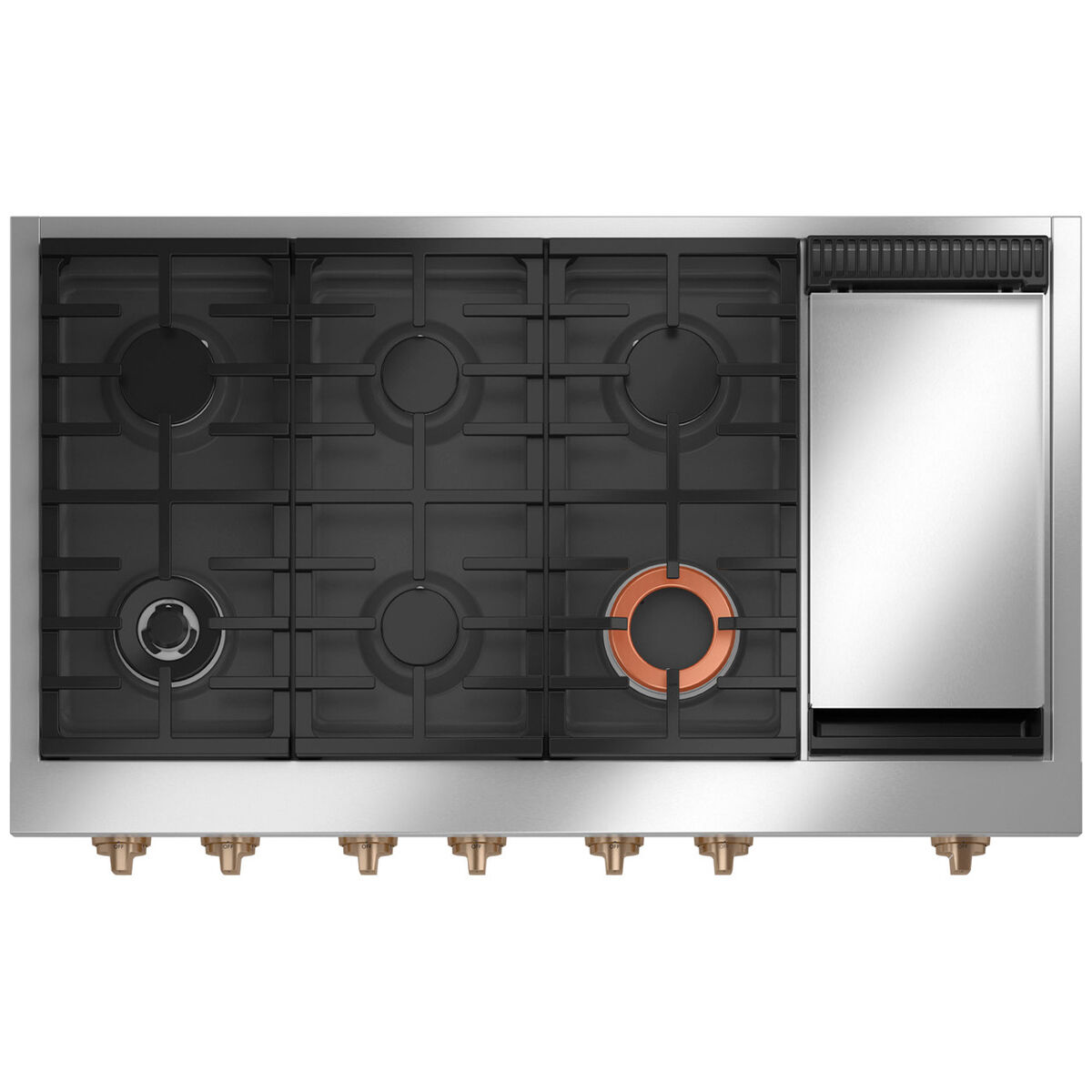 Cafe 48 in. 6-Burner Natural Gas Rangetop with Griddle, Simmer