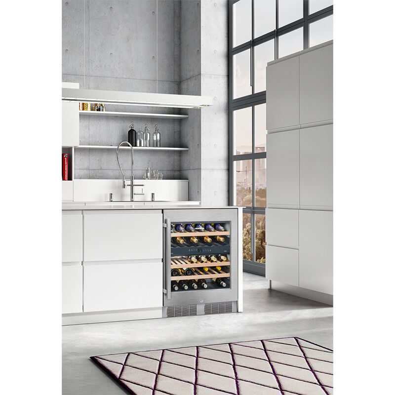 Liebherr 24 in. Undercounter Wine Cabinet with Wood Racks, Dual Temperature Zones & 34 Bottle Capacity - Stainless Steel, , hires