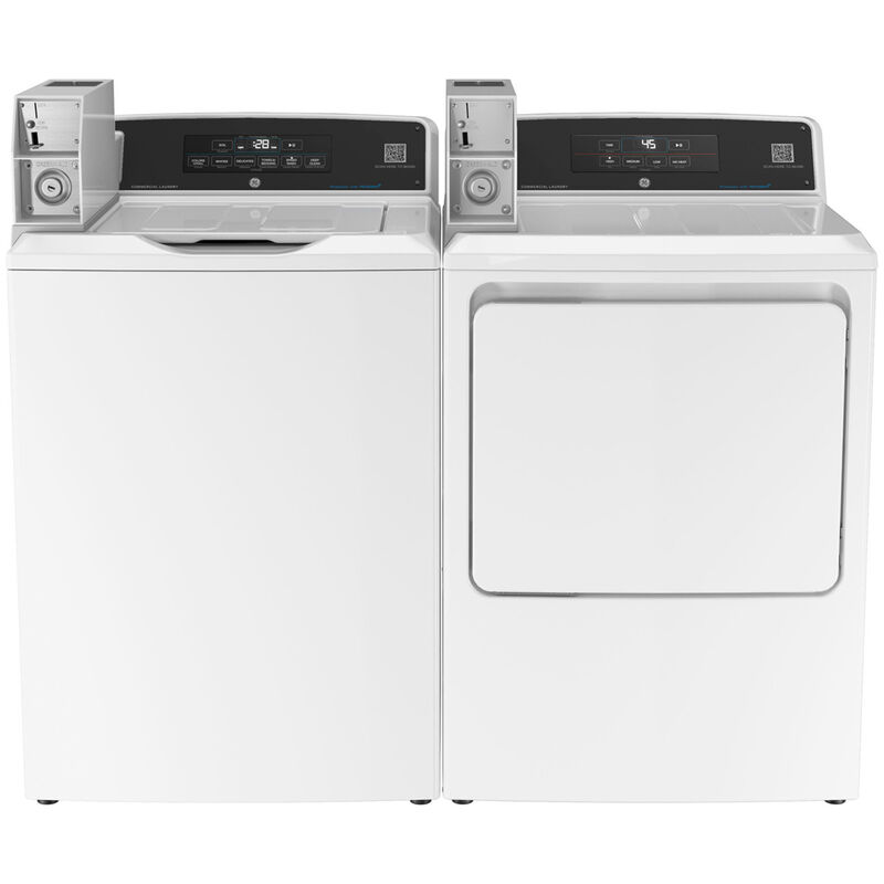 GE 27 in. 7.4 cu. ft. Smart Commercial Electric Dryer with Sensor Dry & Built-In App Payment System - White, , hires