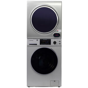 Equator 24 in. 1.6 cu. ft. Electric Front Load Laundry Center with Pet Cycle, Sanitize Cycle & Sensor Dry - Silver, Silver, hires