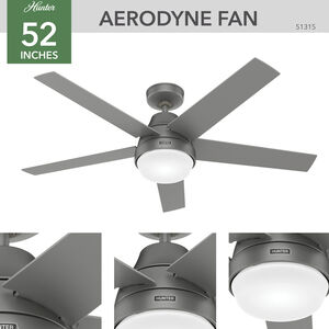 Hunter Aerodyne 52 in. WiFi Ceiling Fan with LED Light Kit and Remote - Matt Silver, Matt Silver, hires