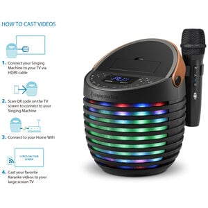 Singing Machine SMC2020 SingCast One - Video Casting Karaoke System with Bluetooth, Light Show & Voice Changing Effects, , hires