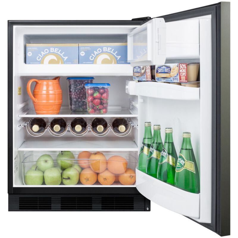 Summit 24 in. 5.1 cu. ft. Undercounter Refrigerator - Black Stainless Steel, , hires