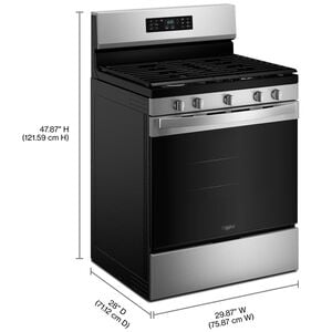 Whirlpool 30 in. 5.0 cu. ft. Air-Fry Standard Convection Gas Range with 5 Sealed Burners - Stainless Steel, , hires
