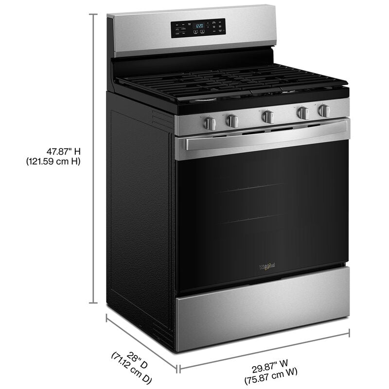 Whirlpool 30 in. 5.0 cu. ft. Air-Fry Standard Convection Gas Range with 5 Sealed Burners - Stainless Steel, , hires