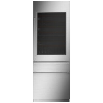 Monogram 30 in. Built-in Wine Sommelier with Wood Racks, Dual Temperature Zones & 106 Bottle Capacity - Custom Panel Ready | ZIW303NPPII