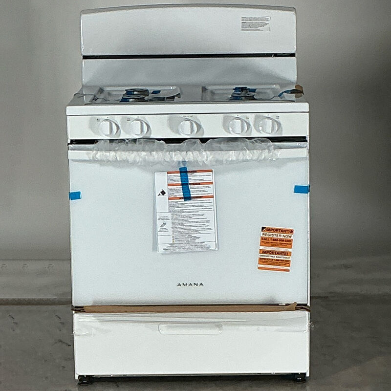 Amana 30 in. 5 cu. ft. Gas Range with 4 Sealed Burners - White (Open Box Good Condition), , hires