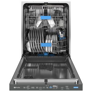 GE Profile 24 in. Top Control Smart Dishwasher with 39 dBa Sound Level, 3rd-Rack, Twin Turbo Dry Boost & Pocket - Fingerprint Resistant Stainless, , hires