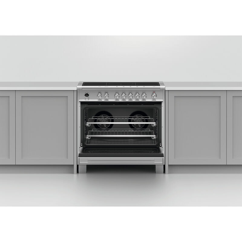 Fisher & Paykel Series 9 Classic 36 in. 4.9 cu. ft. Dual Convection Electric Range with 5 Induction Burners - Stainless Steel, , hires