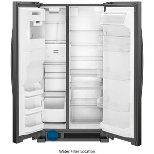 Whirlpool 36 in. 24.5 cu. ft. Side by Side Refrigerator with Ice & Water Dispenser - Black, Black, hires