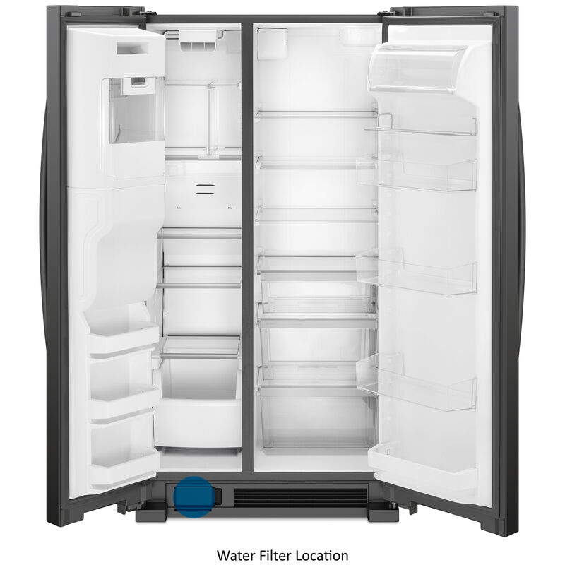 Whirlpool 36 in. 24.5 cu. ft. Side by Side Refrigerator with Ice & Water Dispenser - Black, Black, hires