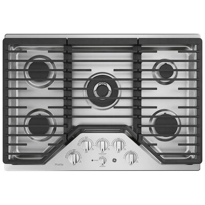 GE Profile 30 in. Natural Gas Cooktop with 5 Sealed Burners & Griddle - Stainless Steel | PGP9030SLSS