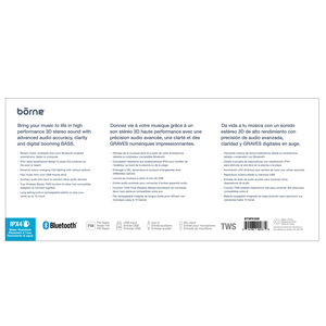 Borne High Performance Portable Bluetooth Boombox Speaker System with LED Lights- Black, , hires