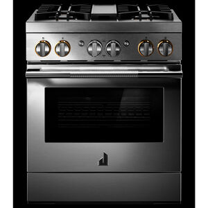 JennAir Rise Series 30 in. 4.1 cu. ft. Smart True European Convection Dual Fuel Range with 4 Sealed Burners - Stainless Steel, , hires