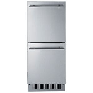Summit 15 in. 2.7 cu. ft. Outdoor Double Refrigerator Drawers - Stainless Steel/Panel Ready, , hires