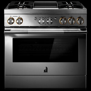 JennAir Rise Series 36 in. 5.1 cu. ft. Smart True European Convection Dual Fuel Range with 4 Sealed Burners & Griddle - Stainless Steel, , hires