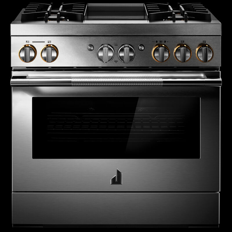 JennAir Rise Series 36 in. 5.1 cu. ft. Smart True European Convection Dual Fuel Range with 4 Sealed Burners & Griddle - Stainless Steel, , hires