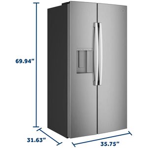 GE 36 in. 23.6 cu. ft. Counter Depth Side-by-Side Refrigerator with Ice & Water Dispenser - Fingerprint Resistant Stainless, Fingerprint Resistant Stainless, hires