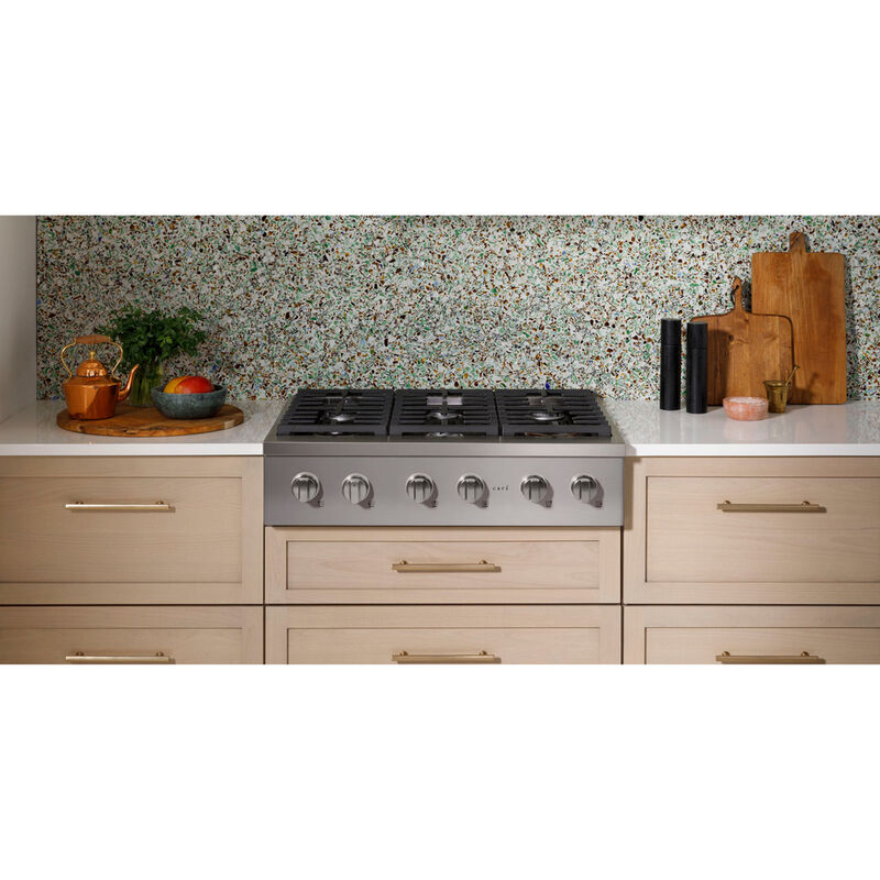 Cafe Commercial-Style 36 in. 6-Burner Natural Gas Rangetop with Simmer & Power Burners - Stainless Steel, Stainless Steel, hires