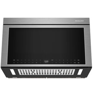 KitchenAid 30 in. 1.1 cu. ft. 950W Smart Over-the-Range Microwave with 400 CFM, Convection & Sensor Cooking - Stainless Steel, Stainless Steel, hires