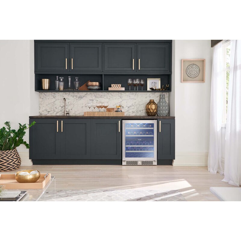 Zephyr Presrv Series 24 in. Undercounter Wine Cooler with Wood Racks, Dual Temperature Zones & 37 Bottle Capacity - Stainless Steel, , hires