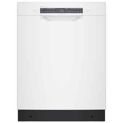 Bosch 300 Series 24 in. Smart Built-In Dishwasher with Front Control, 46 dBA Sound Level, 13 Place Settings, 5 Wash Cycles & Sanitize Cycle - White | SGE53C52UC