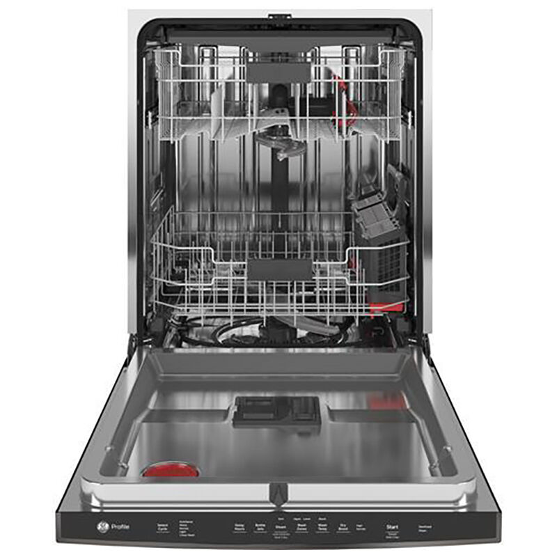 GE Profile 24 in. Built-In Dishwasher with Top Control, 16 Place Settings, 5 Wash Cycles & Sanitize Cycle - Black Stainless, Black Stainless, hires