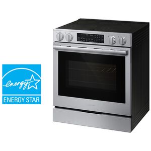 Samsung Bespoke 30 in. 6.3 cu. ft. Smart Air-Fry True European Convection Slide-In Electric Range with Radiant Burners - Stainless Steel, Stainless Steel, hires