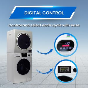 Equator 24 in. 1.6 cu. ft. Electric Front Load Laundry Center with Pet Cycle, Sanitize Cycle & Sensor Dry - Silver, Silver, hires