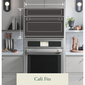 Cafe Professional Series 30 in. 10 cu. ft. Smart Top Control Electric Double Wall Oven with True European Convection - Matte Black, Matte Black, hires