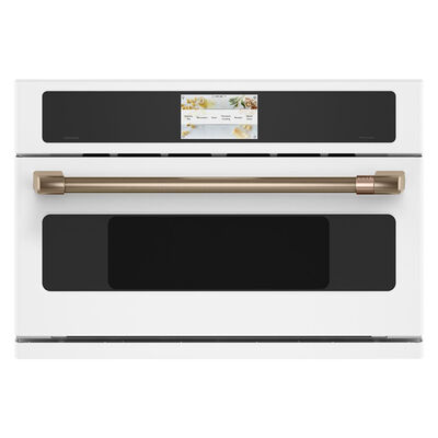 Cafe 30" 1.7 Cu. Ft. Electric Smart Wall Oven with True European Convection & Self Clean - Matte White | CSB913P4NW2