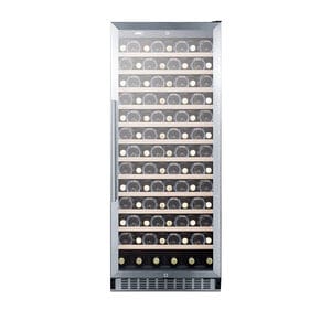 Summit 24 in. Wine Cooler with Wood Racks, Single Temperature Zone & 102 Bottle Capacity - Stainless Steel, , hires