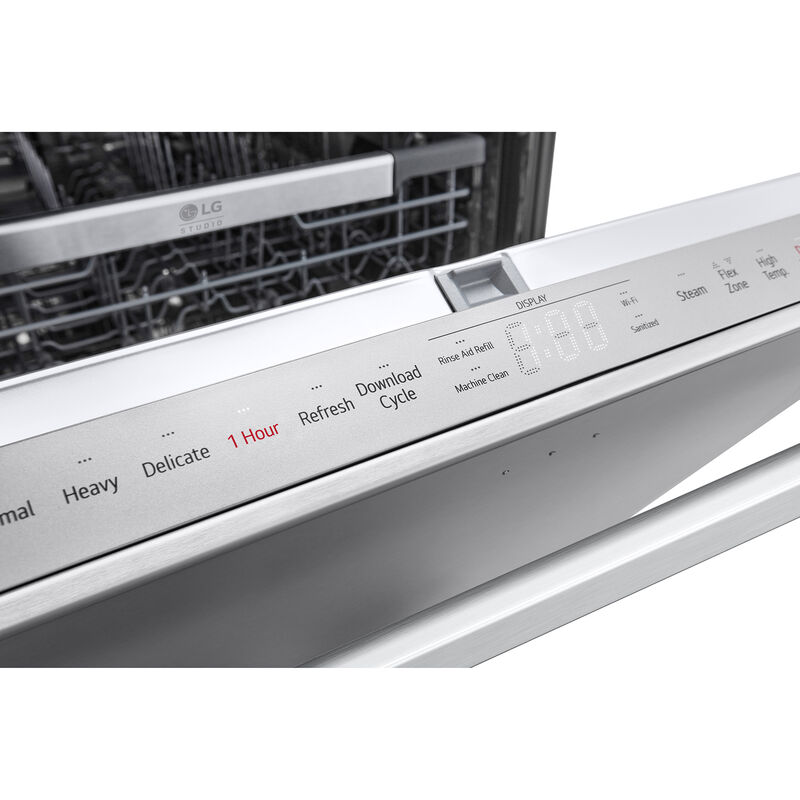 LG Studio 24 in. Smart Built-In Dishwasher with Top Control, 40 dBA Sound Level, 15 Place Settings & 10 Wash Cycles - PrintProof Stainless Steel, , hires