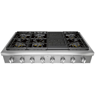 Thermador Professional Series 48" Slide-In Gas Cooktop with 6 Sealed Burners, Grill & Griddle - Stainless Steel | PCG486WL