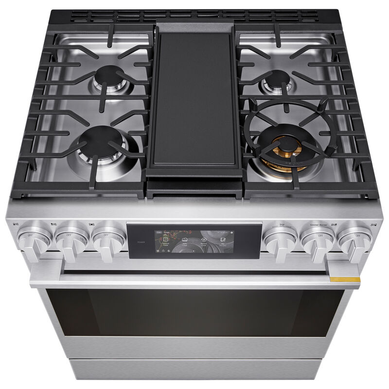 LG Signature 30 in. 6.3 cu. ft. Smart Air-Fry True European Convection Slide-in Gas Range with 5 Sealed Burners & Griddle - PrintProof Stainless Steel, , hires