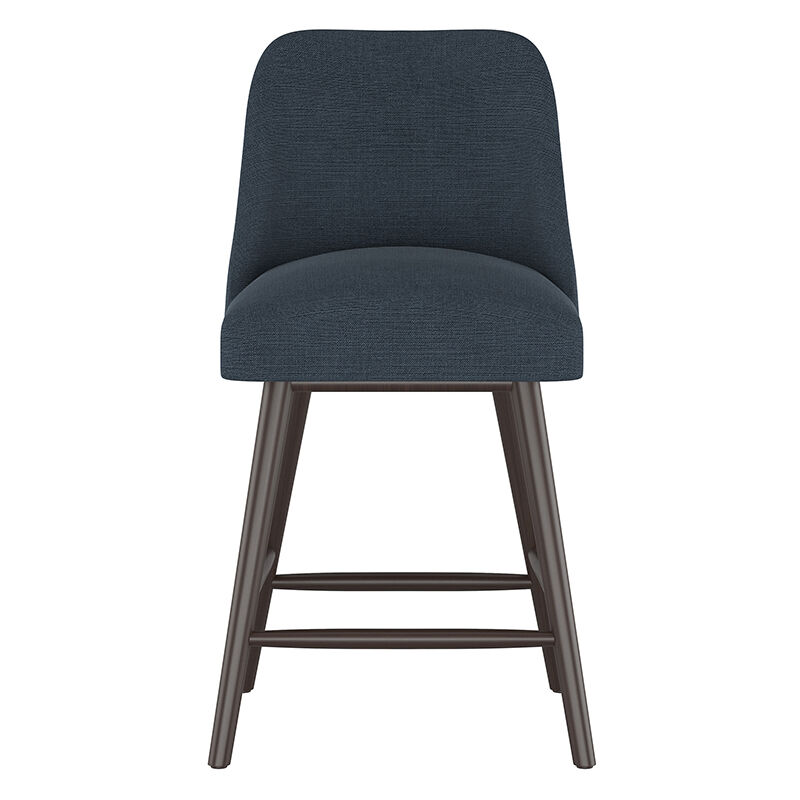 Skyline Furniture Modern Mid Century Counter Stool in Linen Fabric - Navy, Navy, hires