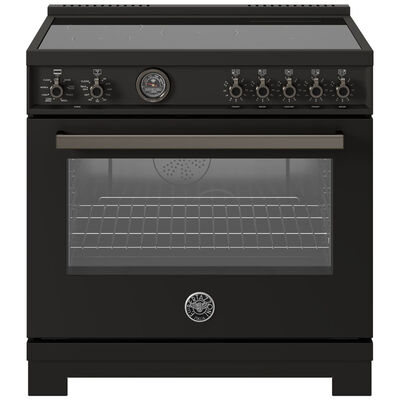 Bertazzoni Professional Series 36 in. 5.7 cu. ft. Air Fry Dual Convection Electric Range with 5 Induction Burners & Griddle - Carbon | PR365ICEPCAT