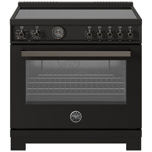 Bertazzoni Professional Series 36 in. 5.7 cu. ft. Air Fry Convection Oven Freestanding Electric Range with 5 Induction Zones & Griddle - Carbon, , hires