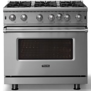Viking 5 Series 36 in. 5.1 cu. ft. Standard Convection Gas Range with Open Burners - Stainless Steel, , hires