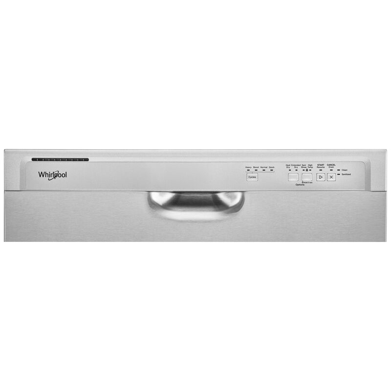 Whirlpool 24 in. Front Control Dishwasher with 57 dBa Sound Level & Pocket - Stainless Steel, Stainless Steel, hires